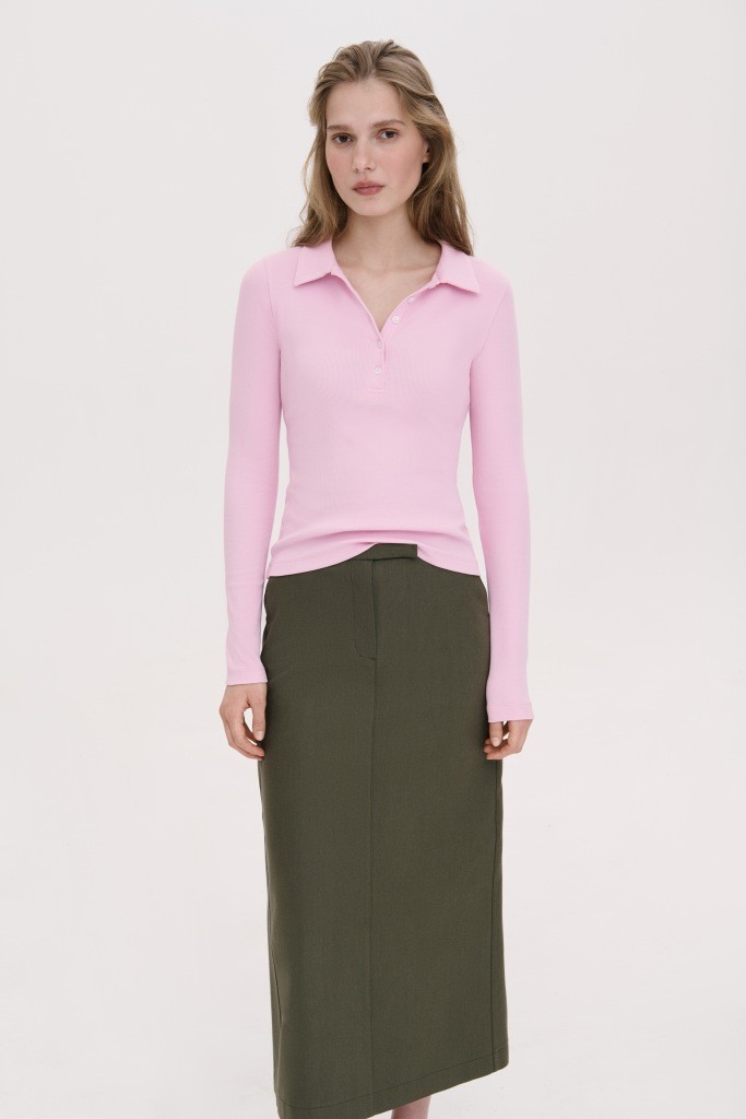 МІНІМАЛІСТИЧНИЙ ЛОНГСЛІВ-ПОЛО ОБТИСЛОГО  КРОЮ 1212-2 зображення 2